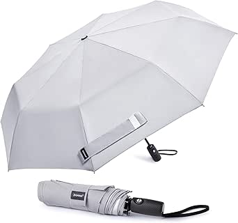 G4Free Reflective Travel Umbrella 46 Inch Large UPF 50  UV Protection Windproof Sun Blocking Umbrella Auto Open Close