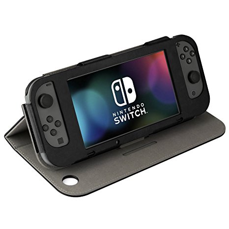 For Nintendo Switch Case Ultra-Thin Multi-Angle Viewing Protective PU Leather Flip Cover Case Playstand for Nintendo Switch Black