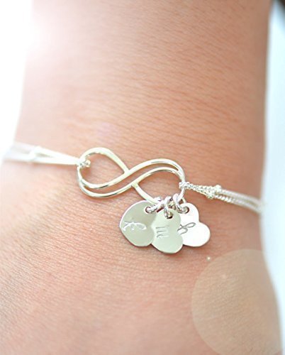 Personalized Double Infinity Sterling Silver Bracelet , Satellite Chain by NipponEki Jewelry