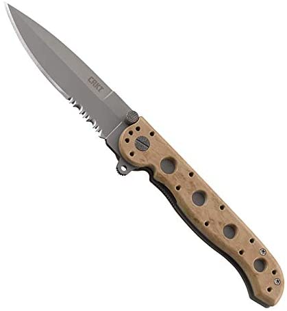 CRKT M16-13ZM EDC Folding Pocket Knife: Everyday Carry, Serrated Edge Blade, Automated Liner Safety, Desert Nylon Handle, Pocket Clip