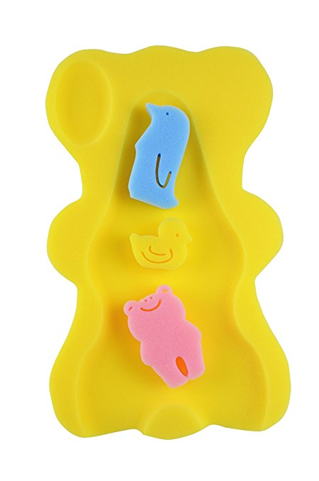 TotMart Infant Bath Sponge, Newborn Essential, Soap Socket, Yellow
