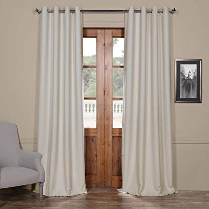 HPD Half Price Drapes BOCH-PL4201-84-GR Bellino Grommet Blackout Room Darkening Curtain (1 Panel), 50 X 84, Cottage White