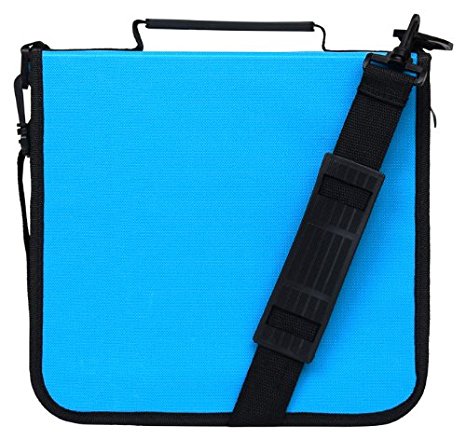 288 Capacity CD/DVD Carrying Case - Blue - with New and Improved Inserts, double the thickness and all tabs pulled