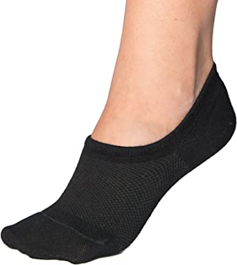 Bambu Women's Premium Bamboo No Show Socks - 4 pairs - Non-Slip, Black (4 Pairs), Medium UK 5.5-8