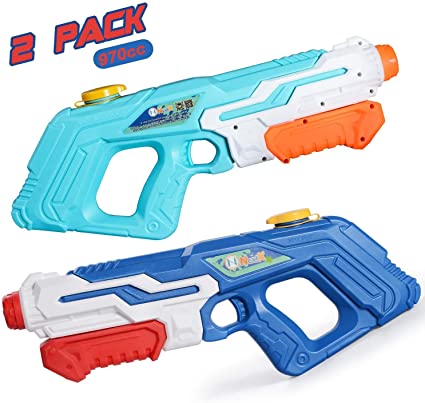 NextX Water Gun for Kids, 2 Pack Super Soaker Squirt Guns 970CC Water Blaster for Boys Girls Beach Swimming Pool Party Water Fighting Summer Toys