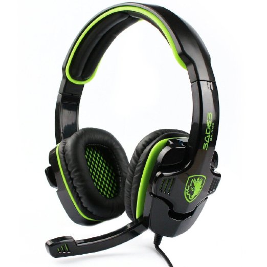 SADES SA708 Stereo Gaming Headset Heahphone for PC with Volume-Control Microphone(Green)