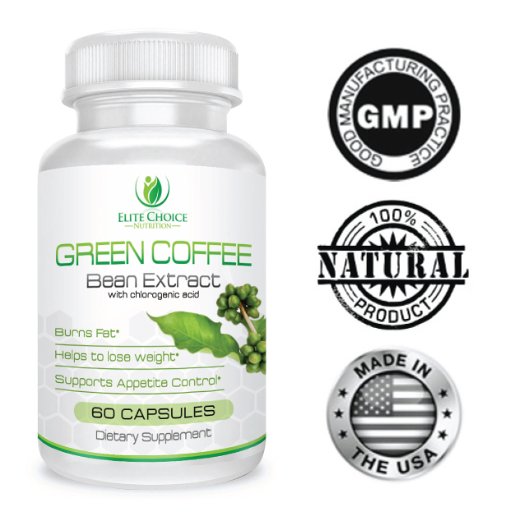 Pure Green Coffee Bean Extract - 1600mg per Day - High Quality Weight Loss Supplement and Extreme Fat Burner High in GCAs with 50 Chlorogenic Acid 60 Veggie Capsules