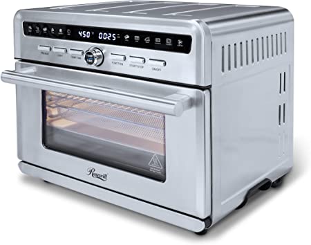 Rosewill Air Fryer Convection Toaster Oven, Stainless Steel Exterior, Family Size 26.4 Quart Family Size Capacity, 4 Tray Accessories with Large Transparent Window (RHTO-20001)