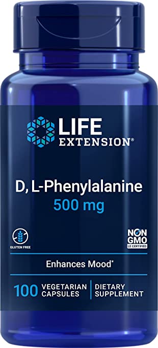 Life Extension D-L-Phenyalanine 500 mg, 100 Vegetarian Capsules