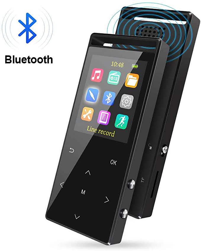 MP3 Player, MP3 Player with Bluetooth, 16GB Music Player with FM Radio/Recorder, HiFi Lossless Sound Quality, Metal, Alarm Clock, Touch Buttons, HD Sound Quality Headphones
