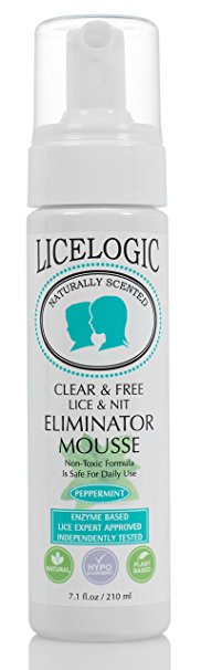 #1 Lice Shampoo and Lice Treatment - LiceLogic - Natural 1 Day Head Lice Treatment & Nit Treatment Mousse - Pesticide Free - 7.1 oz. - Peppermint Scent