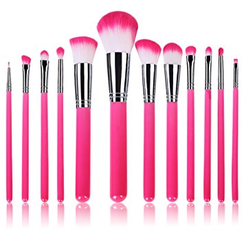 Professional Makeup Brushes Soft Synthetic Cosmetics Make Up Brush for Face Powder Blush Foundation Liquid Cream Concealer Beauty Set Kit (12pcs Pink)