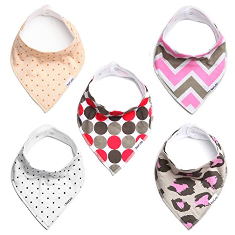 Baby Bandana Drool Bibs by Rain Lotus, Unisex 5 Pack Absorbent Cotton, Drooling and Teething Cute Baby Gift Set for Girls & Boys