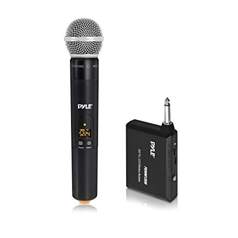 Wireless Microphone System - UHF Handheld Mic & Wireless Adapter | Home & Studio Karaoke Party Microphone Kit | Universal Plug-and-Play Portable Audio Transmitter Receiver (Pyle PDWM13UH.5)