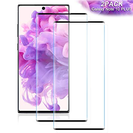 Galaxy Note 10 Plus Screen Protector Glass [2 Pack], Full Coverage HD Tempered Glass Anti-Scratch [Bubble-Free] Screen Protector for Samsung Galaxy Note 10 Plus