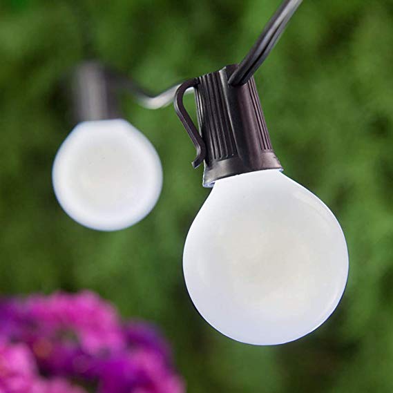 Globe Frosted 25Ft String Lights with G40 25 Frosted Replacement Bulbs UL Listed Backyard Patio Lights Garden Party Natural Warm Bulbs Cafe Hanging Umbrella Lights on Light String Indoor Outdoor-Black