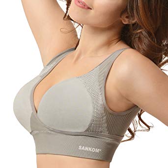 SANKOM Grey Wireless Back Support Posture Corrector Bra with Bamboo Fibers