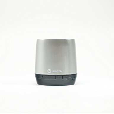 Woozik i80 Mini Portable Bluetooth 4.0 Speaker with Mic, Speakerphone, 3.5mm Aux, (Metallic Silver)