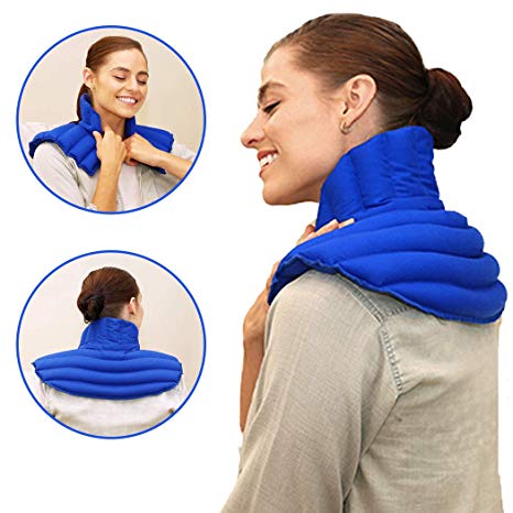 My Heating Pad Microwavable Neck and Shoulder Wrap Plus | Neck Wrap Microwavable for Relief of Pain, Sore Muscles Stress and Tension | Moist Heat Pack | Neck Heating Pad | Shoulder Heating Pad (Blue)