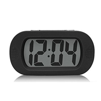 HENSE Large Digital Display Alarm Clock With Snooze Function, Large LCD Display Shockproof Silicone Protective Cover, Simple Setting, Progressive Alarm, Batteries Powered, Operated For Travel ,Office and Home Bedside Alarm Clock HA30 HA30-U-4-NB (Upgraded Black)