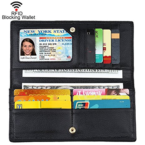 BIG SALE- 60% OFF-Dante Women RFID Blocking Ultra Slim Real Leather Wallet-Clutch Wallet-Shield Against Identity Theft