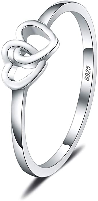 LGSY Double Heart Infinity Rings for Women Sterling Silver