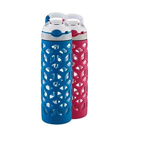 Contigo Ashland 20 oz. Glass Water Bottle, 2-pack, Dark Blue/Pink