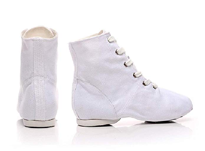 NLeahershoe Dance Shoes Lace up Jazz Danceing Boot Shoes for Canvas Shoes for Unisex Childrens