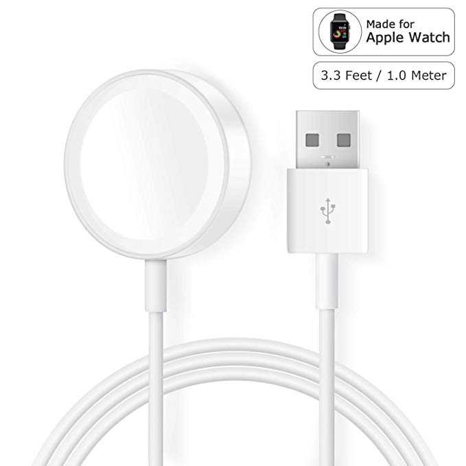 Lastest Smart Watch Charger for Apple Watch Charging Cord Wireless Magnetic Charging Pad for iWatch Series 4 3 2 1 44mm/42mm/40mm/38mm (White)