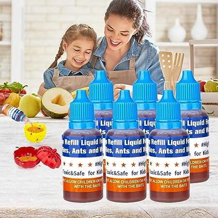 Fruit Fly Trap Refill Liquid Only,2023 New Fruit Fly Traps for Indoors Refill Liquid,Ready-to-Use Fruit Fly Trap Bait Refill,Fruit Fly Trap Killer for Home Kitchen Plant(6 Pack)