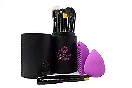 Veeve Cosmetics Premium Professional Makeup Brushes Set of 12 with Blender Sponge and Brush Egg
