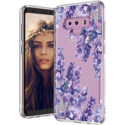 MOSNOVO Case for Galaxy Note 9, Shockproof TPU Bumper Slim Clear Case with Floral Design for Samsung Galaxy Note 9 Phone Case Cover - Lavender