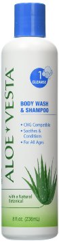 Aloe Vesta Body Wash and Shampoo 8 oz Bottle - Pack of 3