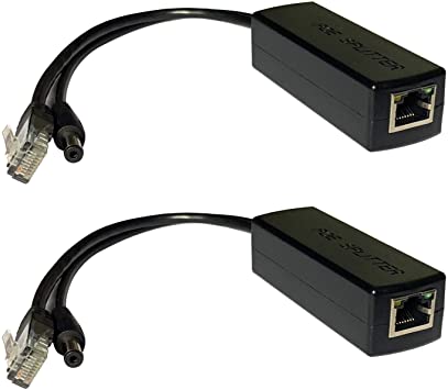 Active 48V to 12V PoE Splitter Adapter, IEEE 802.3af Compliant 10/100Mbps, DC 12V Power Output for IP Camera 2-Pack