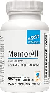 XYMOGEN MemorAll - Brain Support Supplement - Vitamins   Botanicals That Support Cognitive Function and Healthy Memory - Folate, Ginkgo, NAC, Phosphatidylserine, B12, B6, Huperzine A (60 Capsules)