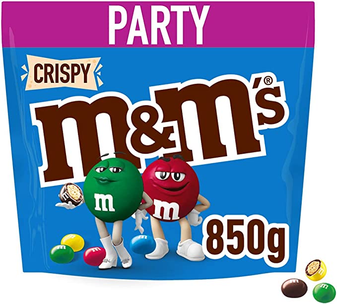 M&M's Crispy Chocolate Party Bulk Bag, Chocolate Gift, Valentine's Chocolate, Valentine's Day Date Night, 850g