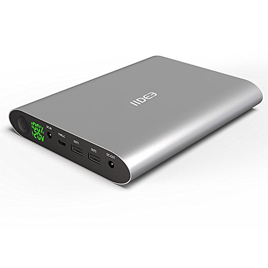 IIDEE 50000mAh Slim Aluminum USB-C, Dual USB Port with Qucik Charger, DC 5-20V Portable Charger External Battery Power Bank for Laptop & Notebook(sliver)