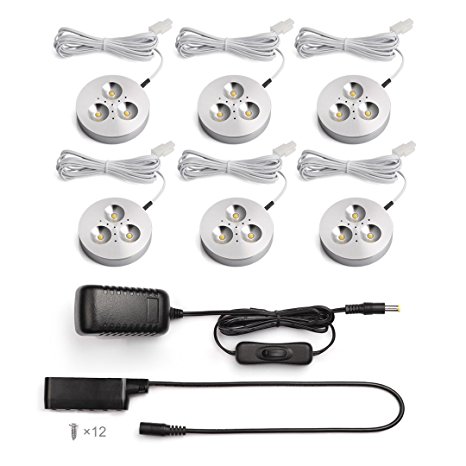 LED Under Cabinet Lighting Kit,TryLight DC12V,1440lm 3000K Warm White,Total of 18W,LED Under Counter Lighting ,All Accessories Included, Set of 6