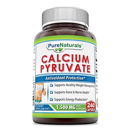 Pure Naturals Calcium Pyruvate, 750 Mg, 1 Fat-Burning Formula for Thighs Helps Support Metabolism (240 Count)