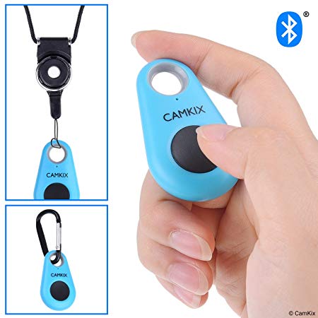 CamKix Camera Shutter Remote Control with Bluetooth Wireless Technology - Drop Style - Compatible with iPhone/Android - One Button Control - Carabiner and Lanyard with Detachable Ring included