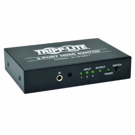 Tripp Lite 3-Port HDMI Switch for Video and Audio includes remote 1920x1200 at 60Hz1080p 2-Port and 3-Port ApplicationsB119-003-1