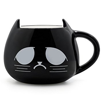 Koolkatkoo Black Cat Mug,Cute Coffee and Tea Mug,Ceramic Cat Mugs,Cool and Funny for Kids,Women and Men 12 Ouce