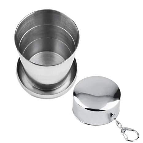 Alicenter(TM) 8oz 240ml Stainless Steel Portable Folding Telescopic Collapsible Outdoor Cup
