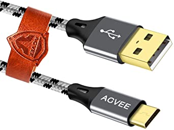 Agvee 3A Heavey Duty [4 Pack 3ft] Micro USB Charging Cable, Braided Android Phone Data Charger Cord for Samsung Galaxy S7 S6, LG [Stylo 2, 3] [G2 G3 G4 V10] [K5 K7 K8 K10 K20 K30], Gray