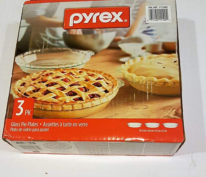 Pyrex - Glass Pie Plates - 3 Pack ( 9.5 inchex x 1.5 inches)