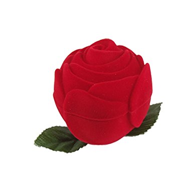 Rose Design Wedding Gift Promise Ring Box Holder Red
