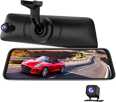 AUTO-VOX V5PRO Anti-Glare Rear View Mirror Dash Cam Front and Rear 1080P Dash Camera for Cars 9.35’’Full Laminated Touch Screen and Super Night Vision with Sony Sensor,GPS Tracking