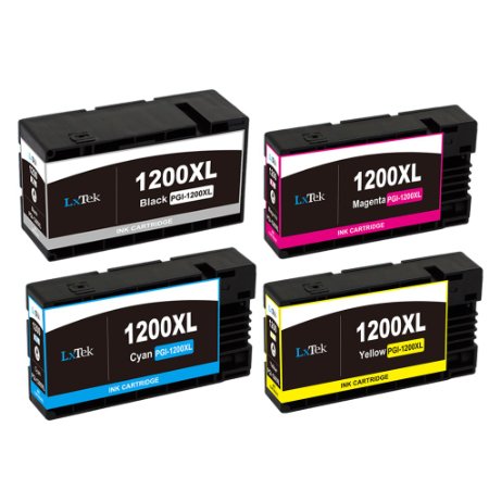 LxTek Compatible Ink Cartridge Replacement For Canon PGI-1200XL 1200 XL (1 Black|1 Cyan|1 Magenta|1 Yellow) 9183B001 High Yield Compatible With MAXIFY MB2020 MAXIFY MB2030 MAXIFY MB2320