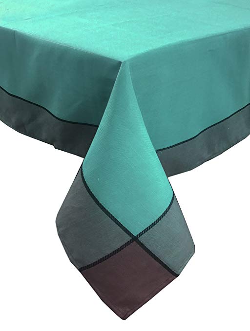 Fennco Styles Maison Beaujard Provencal Design Table Dinner Collection (70 Inch Square, Sea Green)