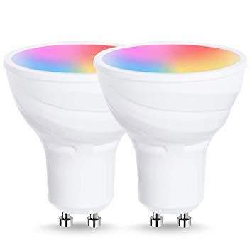 LOHAS GU10 LED Smart Light Bulb, GU10 Base Wifi Spotlight Multicolored LED Bulbs, Dimmable Via APP, 5W LED Home Lighting RGB Color Changing Lights, Remote Voice Control Alexa Bulb, 2Pack